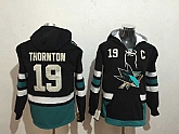 San Jose Sharks #19 Joe Thornton Black All Stitched Hoodie Sweatshirt,baseball caps,new era cap wholesale,wholesale hats
